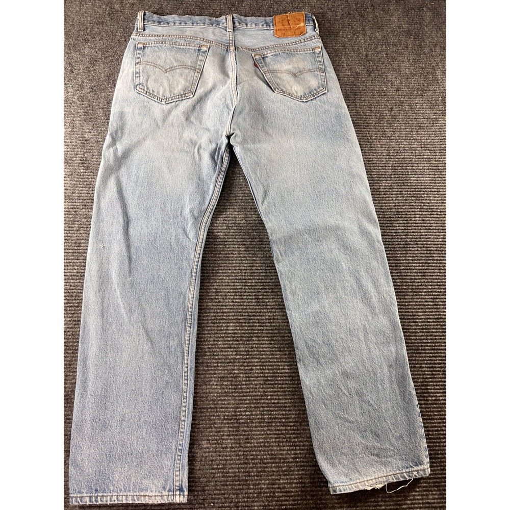 Vintage Levi's 501 Button Fly Jeans Mens 30x30 Light Wash Distressed USA Made - Picture 7 of 16